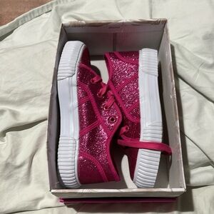 Tommy Bahama kids 2 hot pink glitter platform tennis shoe nwt in box laces tie